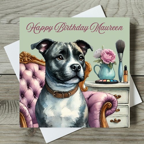 Staffie birthday card - birthday,