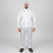 Disposable White Hooded Coveralls Painters Protective Suit Lab Boiler Overall