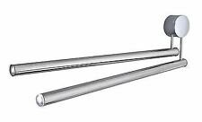 MAINSTREAM CHROME 2 ARM HANGING WALL MOUNTED SWING SWIVEL TOWEL RAIL HOLDER 