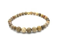 Bracelet Mens Ladies Natural Coral Fossil with 9ct Gold Bead Handmade Gift