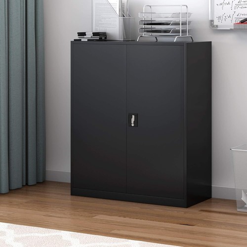 Black steel storage cabinet - black,