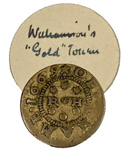 1669 Oxfordshire THAME hammered farthing token RICHARD HEARNE drapers arms W 201