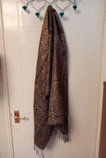 Ladies Rose Gold and Brown Patterned Scarf (Tesco). Used, in good condition.