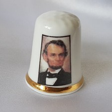 Thimble ~ Abraham Lincoln ~ American President ~ Fine Bone China by Finsbury