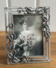 Vintage Art Deco Nouveau Style Pewter Easel Photo Picture Frame 4.5x3.5”