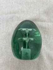 Victorian Green Glass Dump Flower Paperweight Antique 