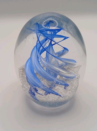 Blue spiral art glass - art,