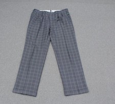 Adidas Pleated Trousers Mens W34 L29 Grey Check Golf Outdoor Sportswear