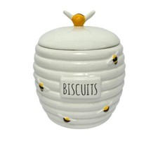 New Honey Bees Biscuit Canister With Hand Painted Finish, Perfect For Kitchen