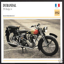 1932 Durandal 350cc Rudge 4v France Motorcycle Photo Spec Sheet Info Stat Card
