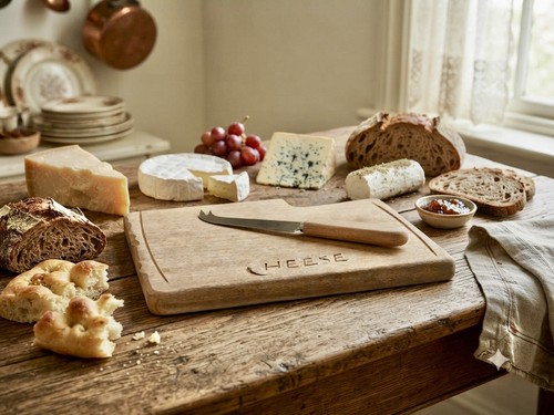 Vintage carved wooded cheese - carved,