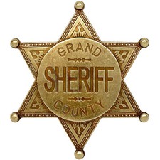 American Western Old West Lawman Grand County Sheriff Badge Gold Finish