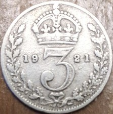 1921 Silver Threepence 3d -