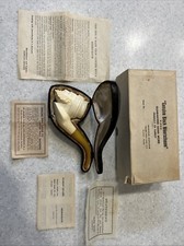 Genuine Block Meerschaum Tobacco Pipe Face Style Vintage Handcarved Leather Case