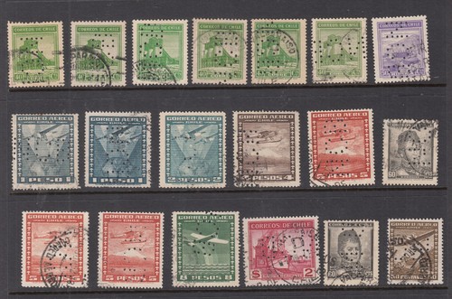 Chile perfinned stamps - perfinned, stamps,