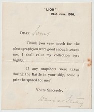Admiral David Beatty Signed Letter On The Battle Of Jutland, June 1916