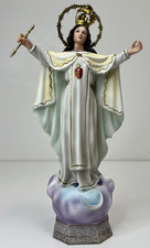 VTG Virgin Mary Madonna Our Lady of Mercy Glass Eye Chalkware Statue Spain 15" H