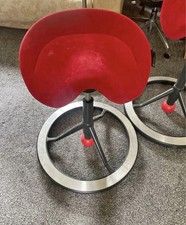 Back App Red Ergonomic Saddle Stools x 2 with Wheel Bases Used