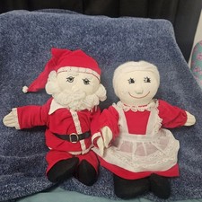Set Of Vintage Handmade Mr. & Mrs Santa Claus  Ragdolls 16" Intricate Details