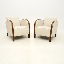 Pair of Swedish Art Deco Armchairs in Satin Birch