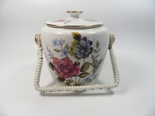 Vintage 1950s ceramic Floral biscuit barrel . Braunton Devon .