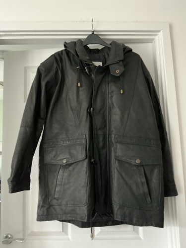 Mens black leather duffle coat - mens,