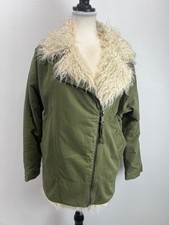 Topshop Women's Faux Fur Khaki