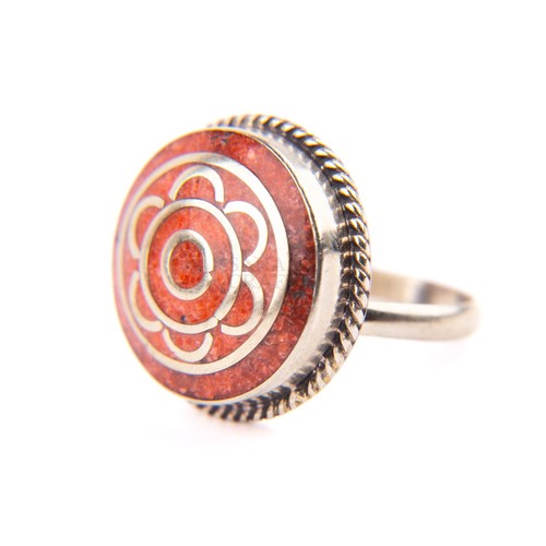 Tibetan ring red - tibetan, coral