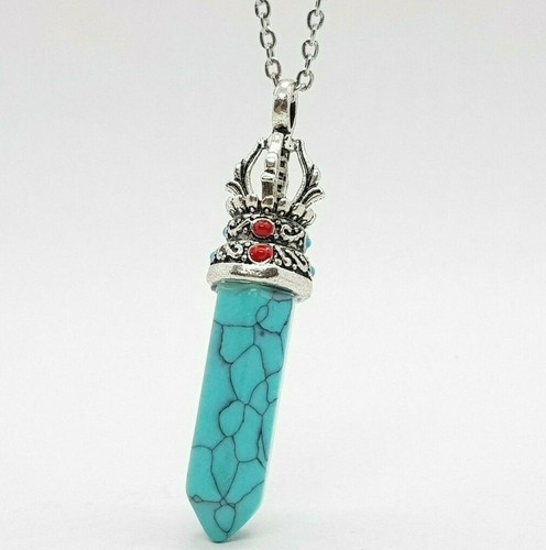 Blue howlite necklace - blue, quartz