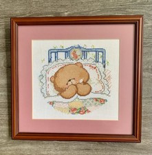 Vintage Forever Friends Cross Stitch Picture Framed 1998 13”x12”