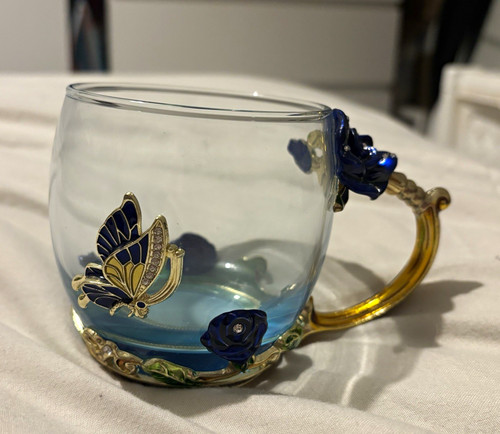 Enamel floral butterfly - enamel,