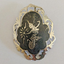 Siamese silver enamel Thai Goddess brooch