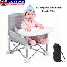 Folding Baby Seat Booster Portable Baby Feeding Chair with Removable Tray UK