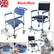 Detachable Mobile Commode Wheels Shower Chair Mobility Disability Aid Wheelchair