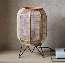 La Redoute Table Lamp Zane handmade wood natural Woven linen Metal