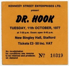 Dr. Hook Bingley Hall, Stafford 11/10/77 Ticket