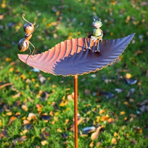 Metal leaf bird feeder - metal,
