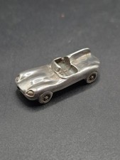 Rare Sterling Silver Cast Model Of Jaguar D Type Classic Car 4cm Long 11.4g