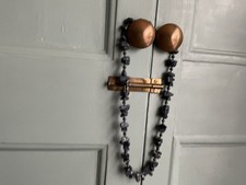 Necklace Grey Blue graduated Beads vintage retro pebble  triangular shapes look 