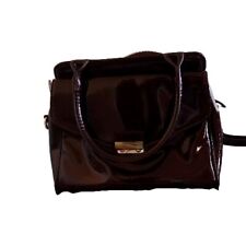 Clarks Oxblood Patent Handbag With Extendable Carrying Strap