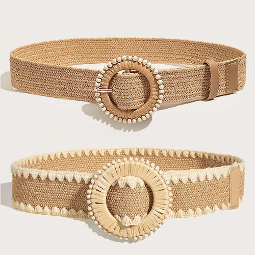 Women round buckle - women, straw