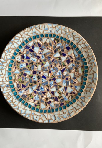 Mosaic blue plate handmade - blue,
