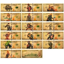 Pack of 16 24k Gold Foil Plated Marvel's Avengers Super Hero Gold Banknote Gift
