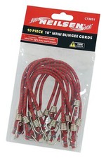 10" Small Mini Bungee Cords Pack - Elastic Straps With Hook - 10pc
