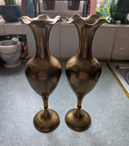Large pair engraved - large, brass