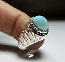 Natural Turquoise Ring For Men, Real Feroza 925 Sterling Silver Ring Shia Ring
