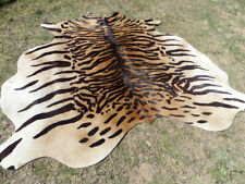 LARGE ! TIGER BENGAL print printed Cowhide Rug natural Cow Hide Skin beige zebra