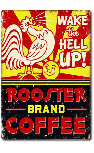 Tin sign coffee rooster - coffee,