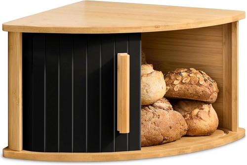 Bamboo corner bread bin with - corner,