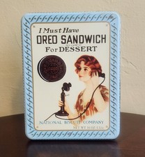 Vintage Oreo Sandwich Cookie Tin Nabisco 1986  - Replica of 1918 Advertisement 